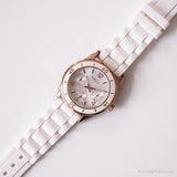 Rosa vintage-dorado reloj por Relic | Fecha de dial blanca reloj para mujeres