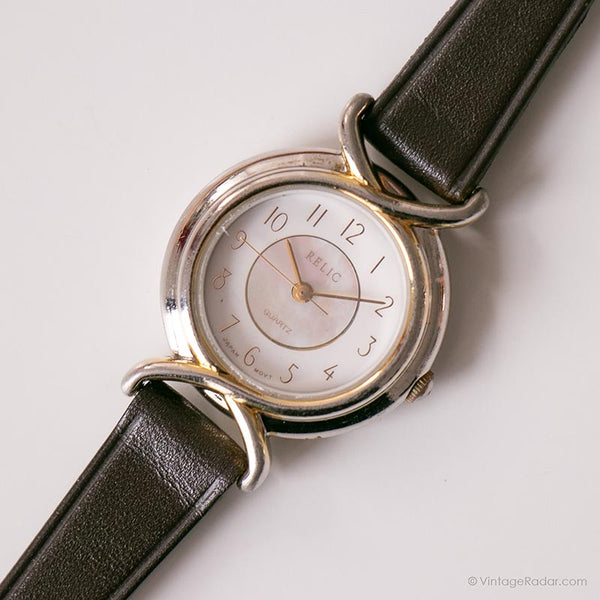 Vintage Pearly Dial Watch by Relic | Silver-tone Branded Watch for Her
