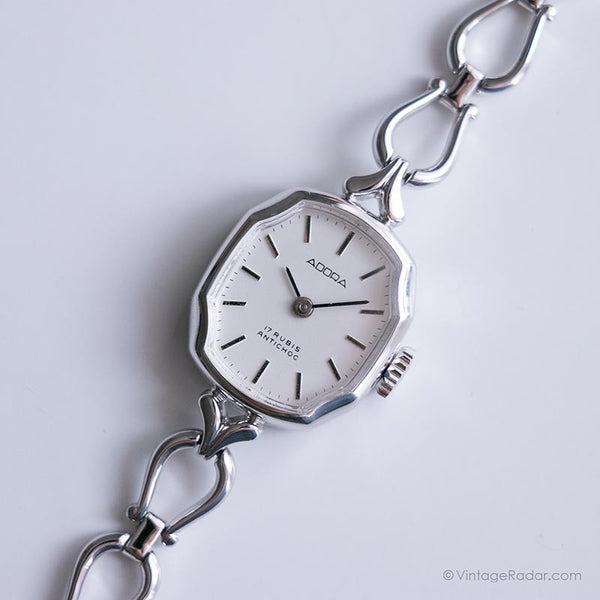 Adora mecánica vintage reloj | Tono plateado reloj para ella
