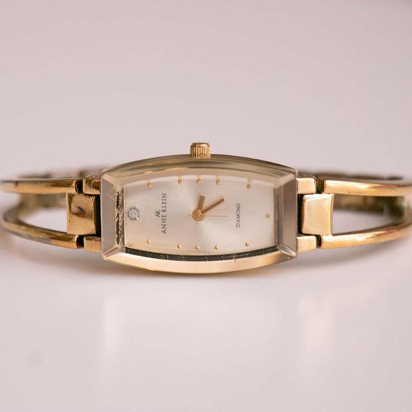 Vintage Rectangular Anne Klein Diamond Quartz Watch for Women