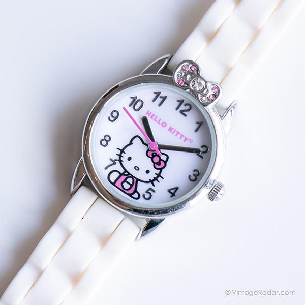 Hello Kitty blanco vintage reloj | Retro Wallwatch para mujeres
