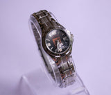 Tono de plata de hogar reloj para mujeres | Cuarzo minimalista de dial negro reloj