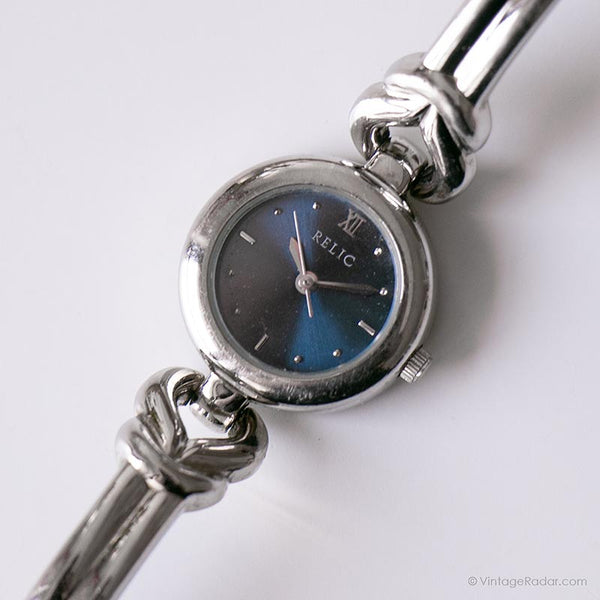 Vintage Tiny Watch by Relic | Ladies Blue Dial Stainless Steel Watch