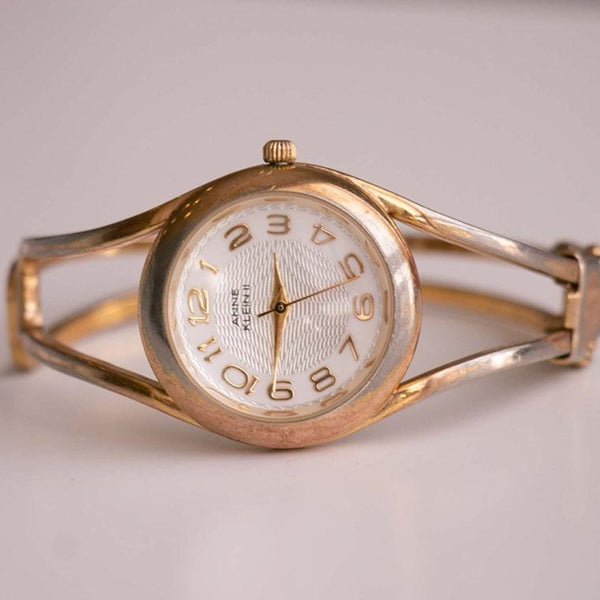 Gold-Ton Anne Klein II Armreif Uhr | Vintage Designer Uhr für Frauen