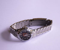 Homer Silber-Ton Uhr für Frauen | Schwarzes Zifferblatt minimalistischer Quarz Uhr