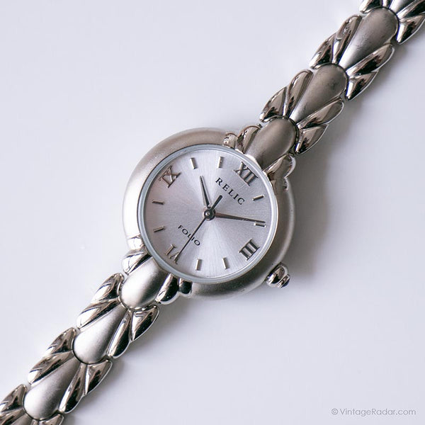 Jahrgang Relic Mini Uhr für Damen | Rundes Zifferblatt Silber-Ton Uhr