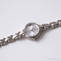 Antiguo Relic Mini reloj para damas | Tono plateado de dial redondo reloj