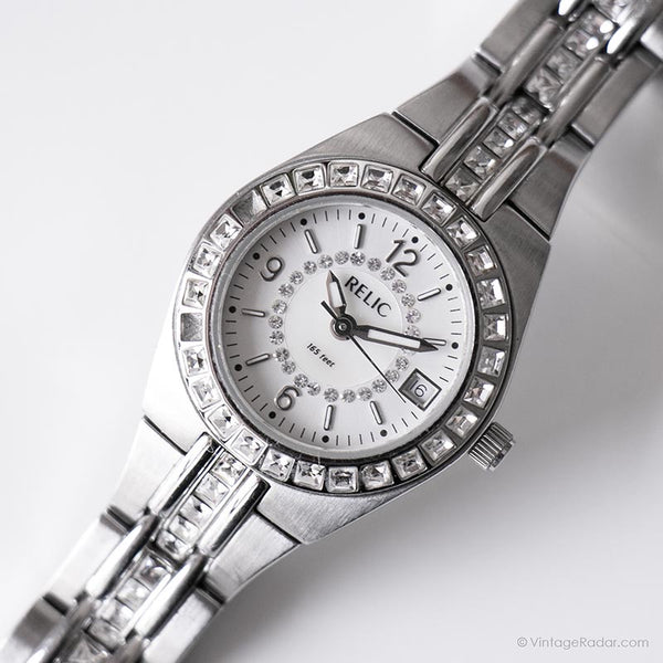 Jahrgang Relic Luxus Uhr für sie | Elegantes Kleid Uhr mit Kristallen