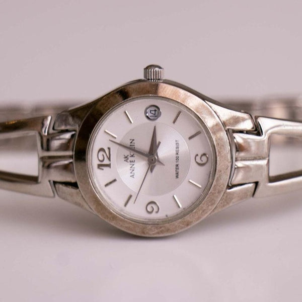 Tono de plata minimalista vintage Anne Klein reloj | Fecha de mujeres reloj