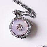 Vintage Relic Medallion Watch | Ladies Pearl Dial Pink Necklace Watch