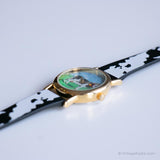 Vintage Gold-Tone Valdawn Uhr | Kuh-Print-Armbanduhr