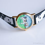 Vintage Gold-tone Valdawn Watch | Cow-print Wristwatch
