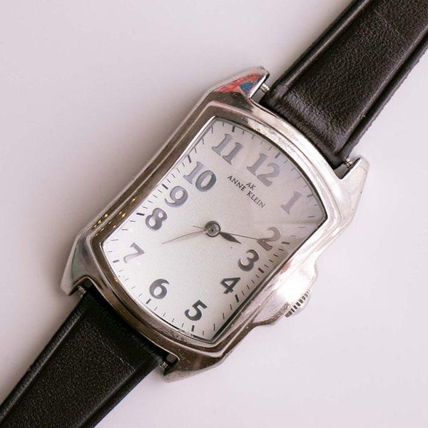 Tono plateado vintage Anne Klein reloj para mujeres con dial rectangular