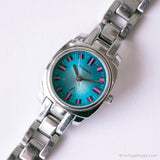 Blue-dial Fossil Watch with Pink Hour Markers | Vintage Fossil Watch for Her