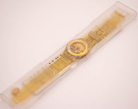RARE 1990 Swatch GOLDEN JELLY GZ115 Watch with Gold-tone Battery
