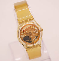 Raro 1990 Swatch Gelatina dorada GZ115 reloj con batería de tono de oro