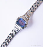 Purple & Blue Rectangular Fossil Watch for Women | Ladies Dress Watch