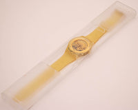 1990 vintage Swatch Gelée d'or gz115 montre avec cadran squelette