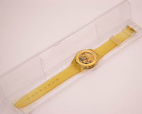 1990 Vintage Swatch Gelatina dorada GZ115 reloj con marcado de esqueleto