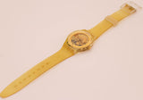 1990 vintage Swatch Gelée d'or gz115 montre avec cadran squelette