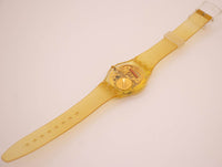 1990 Vintage Swatch GOLDEN JELLY GZ115 Watch with Skeleton Dial