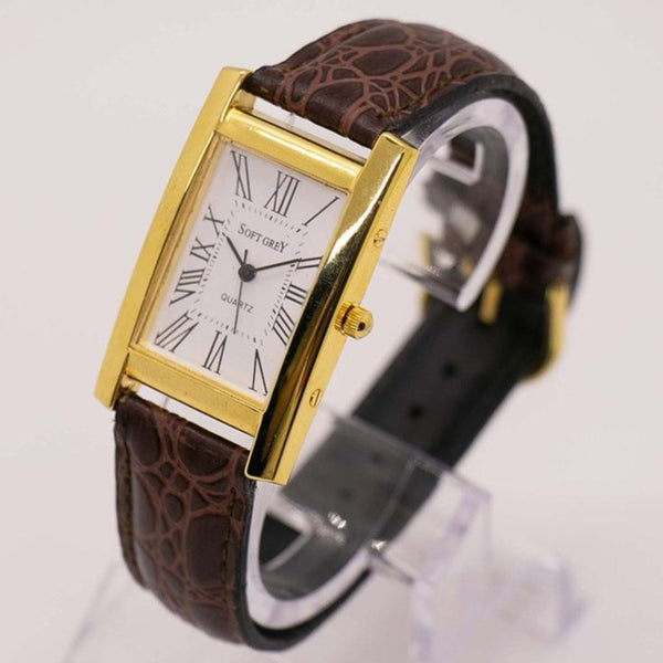Unisex rechteckig goldener Quarz Uhr | Vintage elegant Uhr