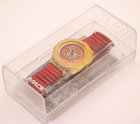 Vintage Swatch Scuba RED MARINE SDK114 Watch with Original Box