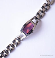 Luxury Vintage Purple-Dial Fossil Women's Watch | Silver-tone Dress Watch