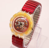 Antiguo Swatch Scuba Marine rojo sdk114 reloj con caja original