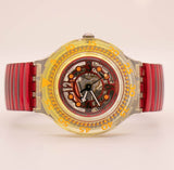 Antiguo Swatch Scuba Marine rojo sdk114 reloj con caja original