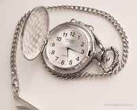 Vintage Silver-tone Pocket Watch | Personalized Grandpa Gift Watch