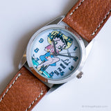 Vintage Betty Boop montre | Dessin de dessin rétro-silver-tone montre