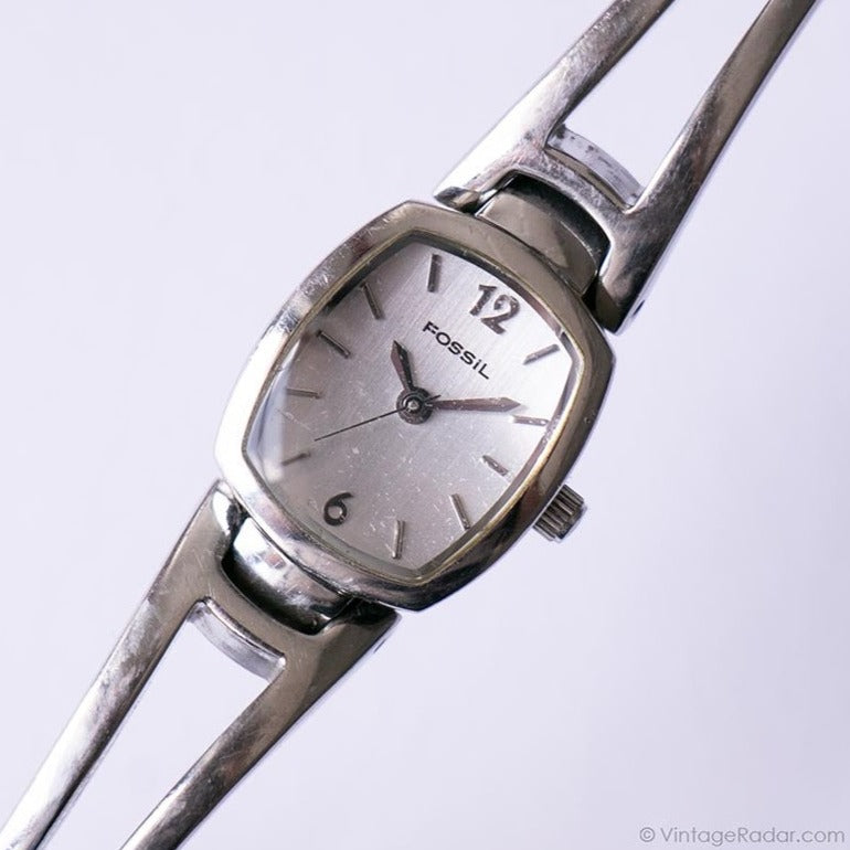 Reloj Fosil Rectangular Pequeño rectangular Fossil reloj para mujeres | Tono plateado Fossil ...