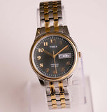 Dial nero vintage Timex Indiglo Day & Date Quartz Watch for Men