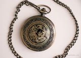 Vintage Dragon Pocket Watch | Gold-tone Vest Watch Engraving Option