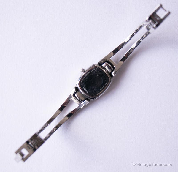 Reloj Fosil Rectangular Pequeño rectangular Fossil reloj para mujeres | Tono plateado Fossil ...