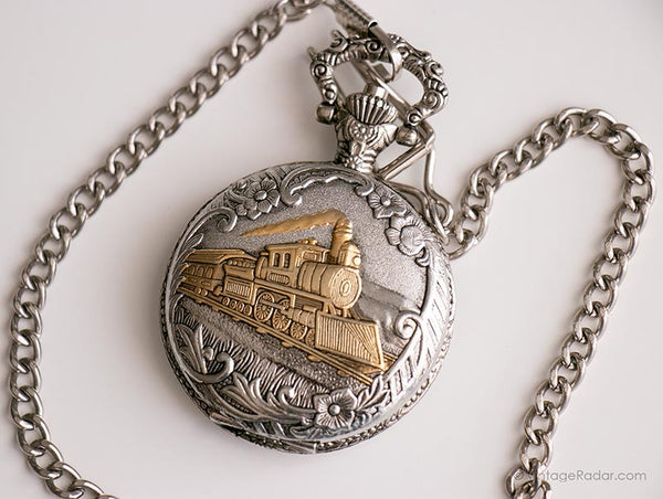 Trian Watch Vintage Railway Pocket Watch | Silver-tone Train Watch by Watch-it ...