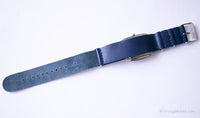 Vintage Blue-dial Fossil Date Watch for Him or Her with Navy Leather Strap