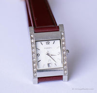 Vintage Rectangular Fossil Watch with Pearly Dial | Designer Watch for Her