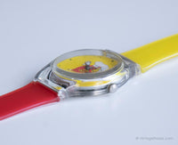 Ventre de gelée vintage montre | Montre-bracelet rétro rouge et jaune