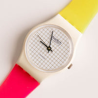 Raro 1983 Swatch Lady Cuadrícula de tenis LW100 reloj | 80 coleccionables Swatch