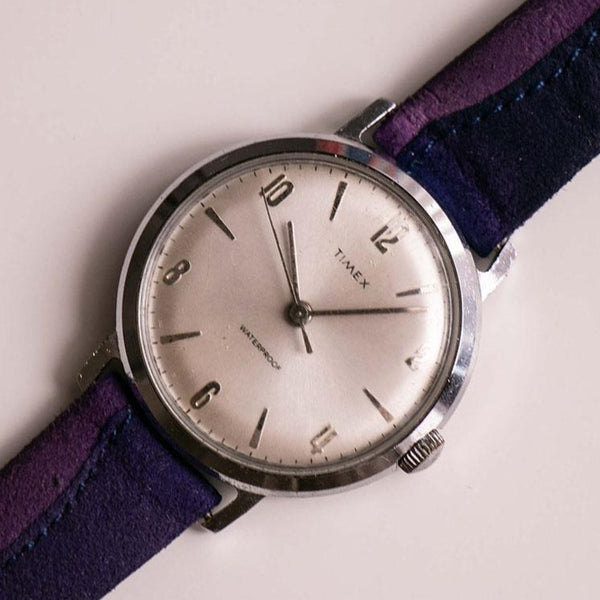 كلاسيكي Timex ساعة ميكانيكية | لهجة الفضة Timex مشاهدة حزام أرجواني