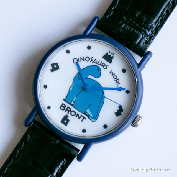 Vintage Dinosaurier Uhr | Blaue Dinosaurier -Welt -Armbanduhr