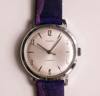 Ancien Timex Mécanique montre | Argenté Timex montre Sangle pourpre