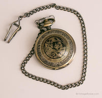 Vintage Gold-tone Dragon Pocket Watch | Personalized Pocket Watch