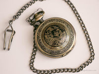 Vintage Gold-tone Dragon Pocket Watch | Personalized Pocket Watch