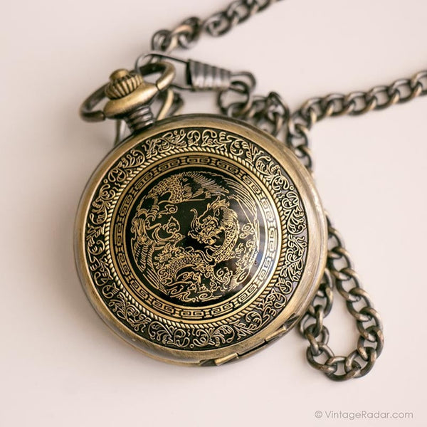 Poche de dragon gold vintage montre | Poche personnalisée montre
