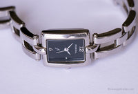 Rectangular Black-Dial Fossil Watch | Tiny Ladies Fossil Quartz Watch Vintage