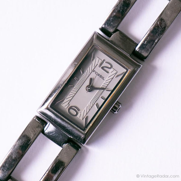 Vintage Black Fossil Watch for Women | Dark Silver-tone Ladies Wristwatch