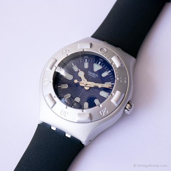 Vintage 2002 Swatch Yds4015 opah azul reloj | SCUBA de ironía de tono plateado